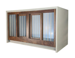 Modern Double Dog Crate Furniture Waterfall Edge Solid hardwood Cabinet