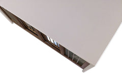 Custom Modern Dog Crate Furniture close-up of waterfall edge