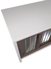 Modern Dog Crate Furniture Waterfall Edge Top Right Coner