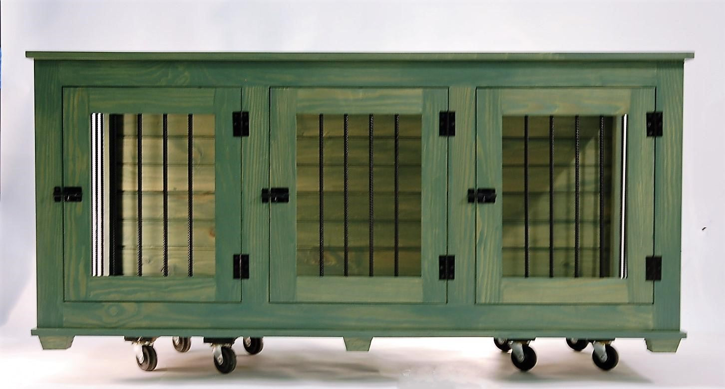 TRIPLE Small Custom Dog Crate Cabinet for dogs up to 15 lbs. - Carolina Dog Crate Co.