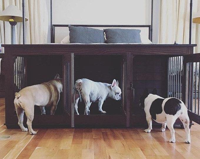 TRIPLE Small Custom Dog Crate Cabinet for dogs up to 15 lbs. - Carolina Dog Crate Co.