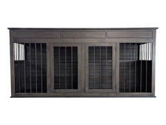 In Stock-Furniture Style Dog Crate - Double XL Solid Hard Maple, Ebony Stain, Upgraded Dovetail Drawer Boxes-Front Center View
