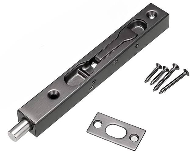 Latch, Sliding Door, Black, 6"